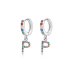 Charger l'image dans la galerie, Boucles "Initiale Rainbow-Hoops" ~ Argent Sterling