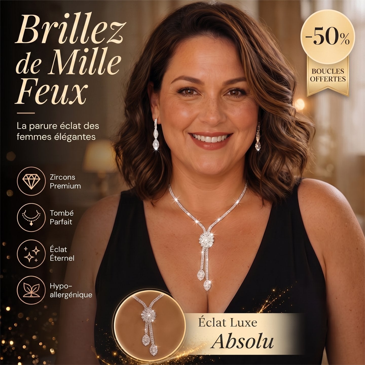 Parure Éclat Royal - Brillez de mille feux, boucles d'oreilles offertes