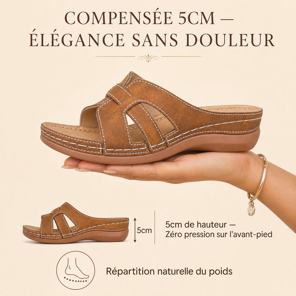 Compensée 5cm - Élégance Sans Douleur