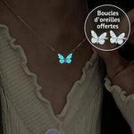 Charger l'image dans la galerie, Collier papillon lumineux avec boucles d'oreilles offertes
