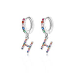 Charger l&#39;image dans la galerie, Boucles &quot;Initiale Rainbow-Hoops&quot; ~ Argent Sterling
