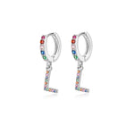 Charger l&#39;image dans la galerie, Boucles &quot;Initiale Rainbow-Hoops&quot; ~ Argent Sterling
