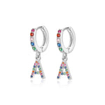 Charger l&#39;image dans la galerie, Boucles &quot;Initiale Rainbow-Hoops&quot; ~ Argent Sterling
