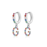 Charger l&#39;image dans la galerie, Boucles &quot;Initiale Rainbow-Hoops&quot; ~ Argent Sterling
