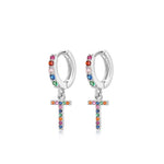 Charger l&#39;image dans la galerie, Boucles &quot;Initiale Rainbow-Hoops&quot; ~ Argent Sterling
