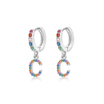 Charger l&#39;image dans la galerie, Boucles &quot;Initiale Rainbow-Hoops&quot; ~ Argent Sterling
