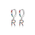 Charger l&#39;image dans la galerie, Boucles &quot;Initiale Rainbow-Hoops&quot; ~ Argent Sterling
