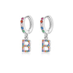 Charger l&#39;image dans la galerie, Boucles &quot;Initiale Rainbow-Hoops&quot; ~ Argent Sterling
