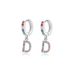 Charger l&#39;image dans la galerie, Boucles &quot;Initiale Rainbow-Hoops&quot; ~ Argent Sterling
