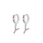 Charger l&#39;image dans la galerie, Boucles &quot;Initiale Rainbow-Hoops&quot; ~ Argent Sterling
