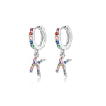 Charger l&#39;image dans la galerie, Boucles &quot;Initiale Rainbow-Hoops&quot; ~ Argent Sterling
