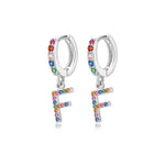 Charger l&#39;image dans la galerie, Boucles &quot;Initiale Rainbow-Hoops&quot; ~ Argent Sterling
