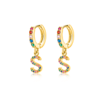 Charger l&#39;image dans la galerie, Boucles &quot;Initiale Rainbow-Hoops&quot; ~ Argent Sterling
