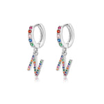 Charger l&#39;image dans la galerie, Boucles &quot;Initiale Rainbow-Hoops&quot; ~ Argent Sterling
