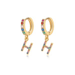 Charger l&#39;image dans la galerie, Boucles &quot;Initiale Rainbow-Hoops&quot; ~ Argent Sterling
