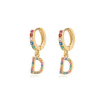 Charger l&#39;image dans la galerie, Boucles &quot;Initiale Rainbow-Hoops&quot; ~ Argent Sterling
