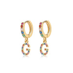 Charger l&#39;image dans la galerie, Boucles &quot;Initiale Rainbow-Hoops&quot; ~ Argent Sterling
