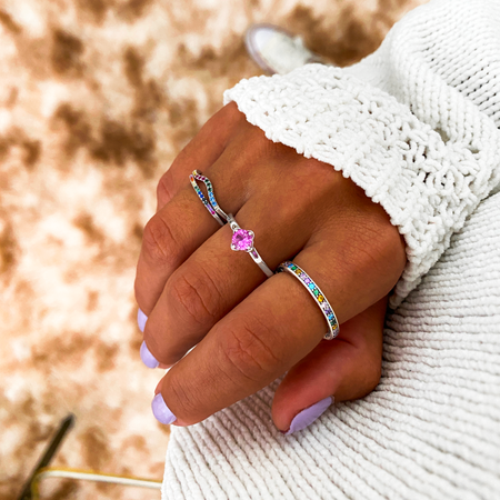 Bague "Arc-en-ciel" ~ Argent Sterling