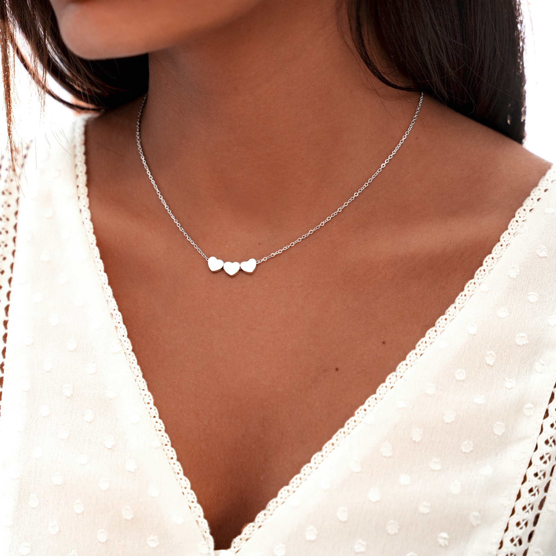 Collier "Cœurs - 3 Times Love" ~ Argent / Rose