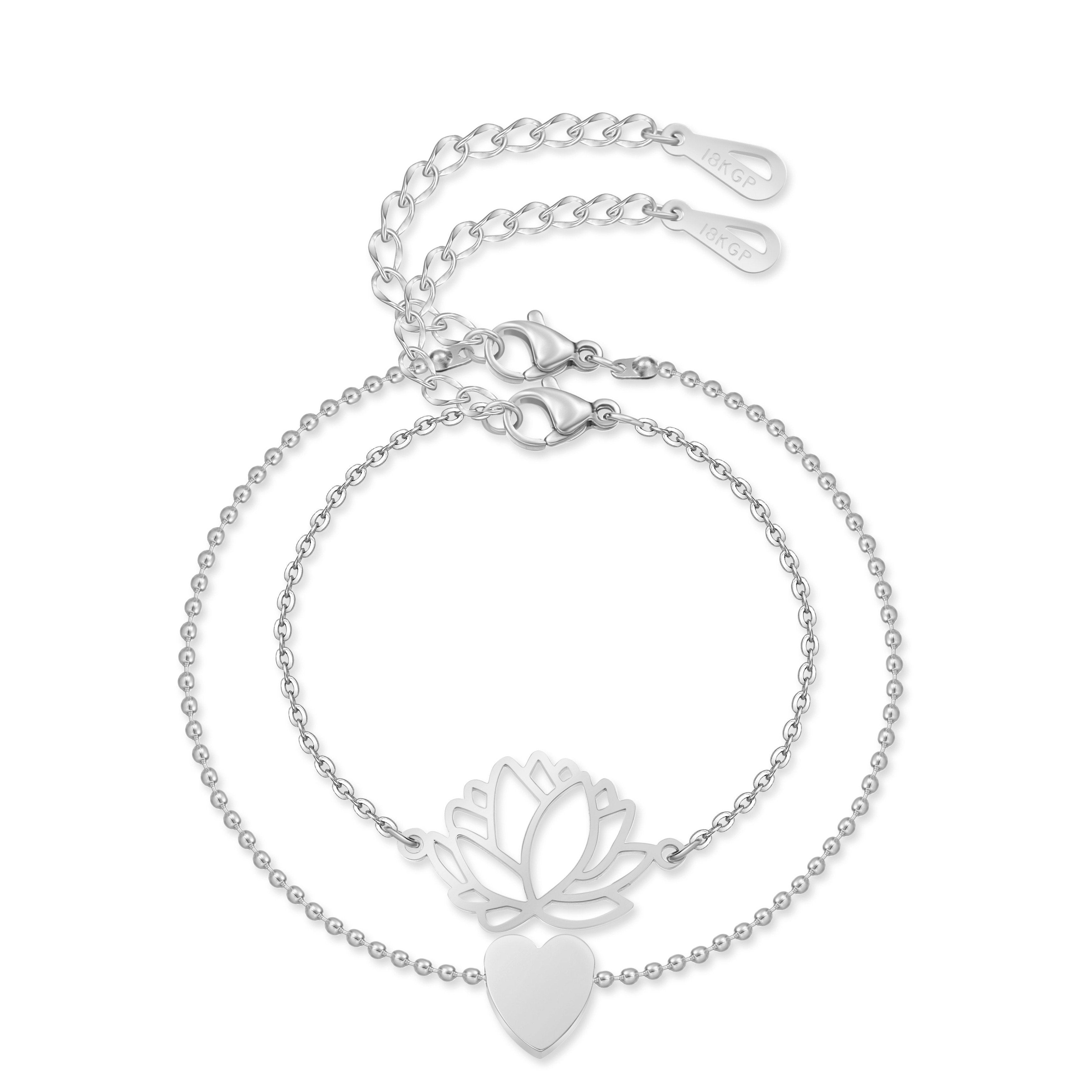 Bracelet "Lotus-Cœur" ~ Or / Argent / Rose