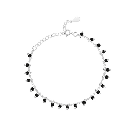 Bracelet "Petites Boules Noires" ~ Argent / Or