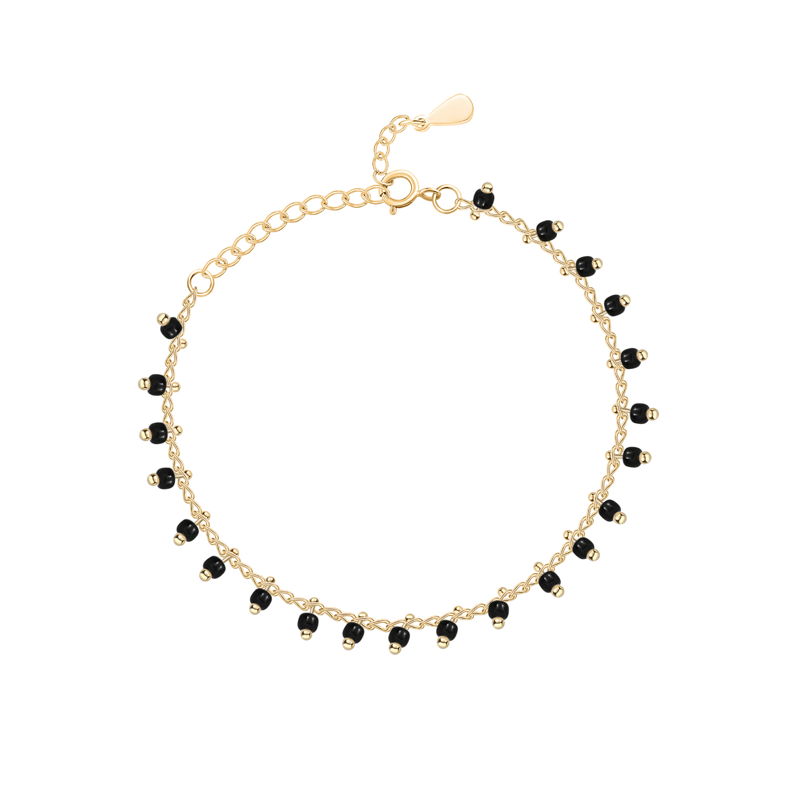 Bracelet "Petites Boules Noires" ~ Argent / Or