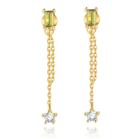 Boucles "Long Peridot" ~ Argent Sterling