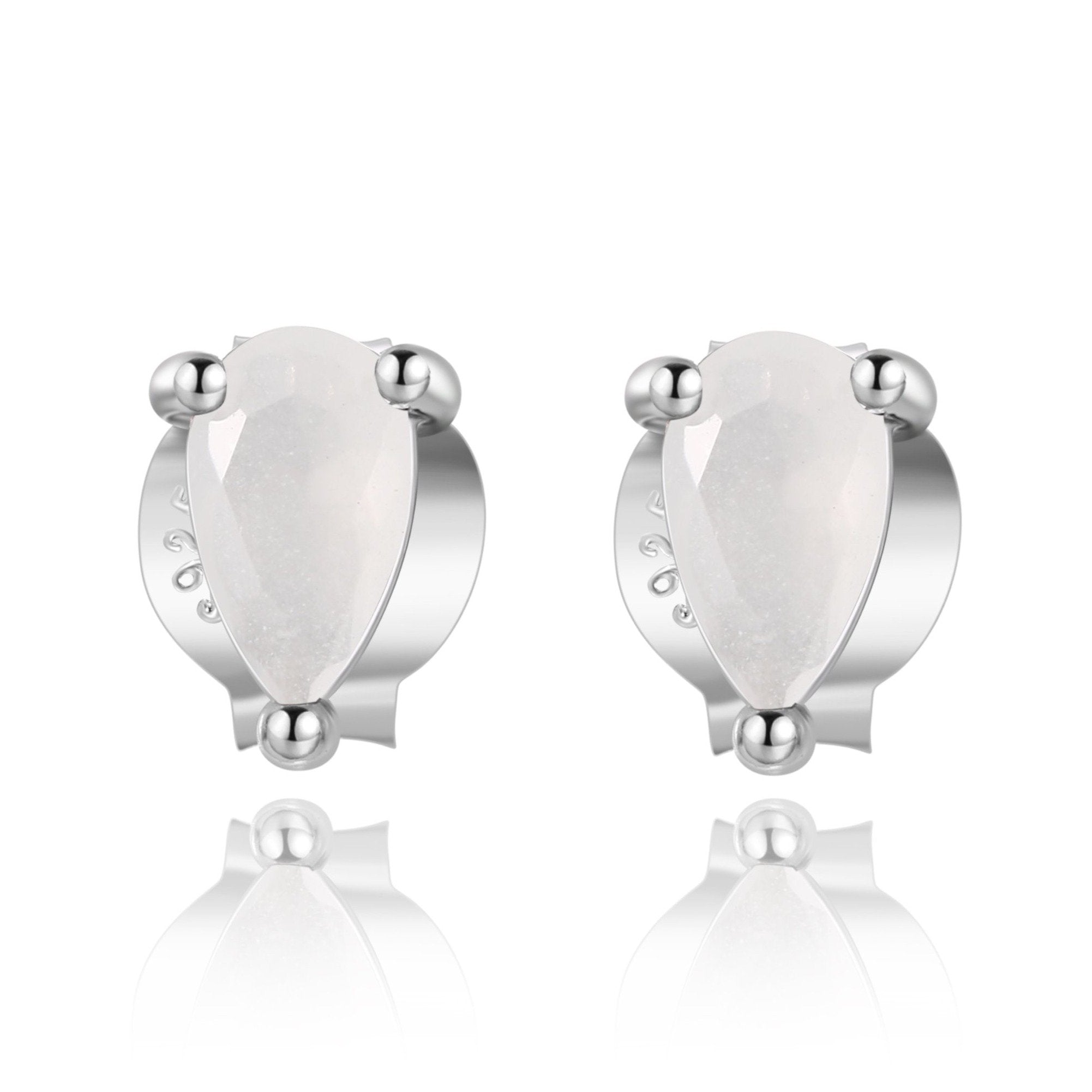 Boucles "Milk Stone" ~ Argent Sterling