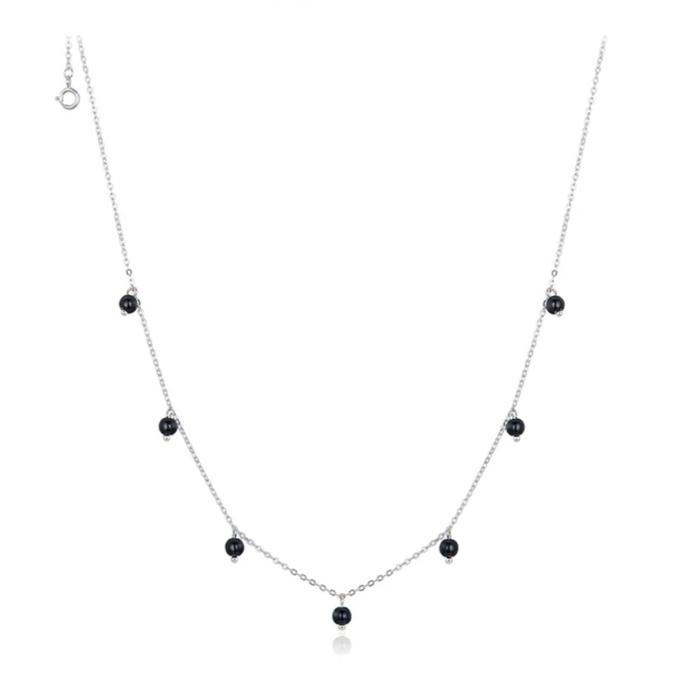 Collier "Perles Noires" ~ Argent Sterling