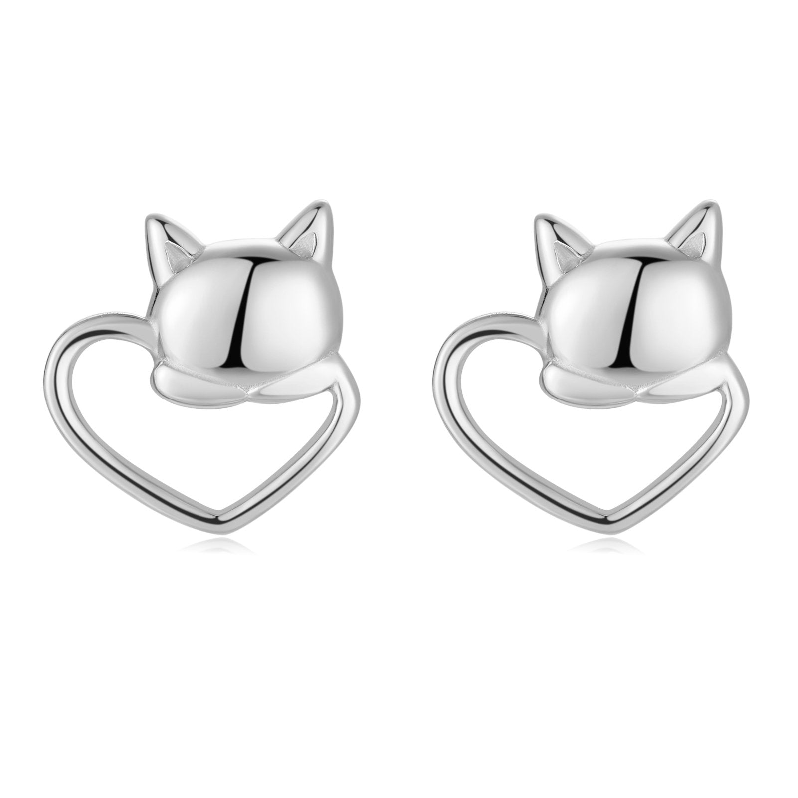 Boucles "Chat Amoureux" ~ Argent Sterling