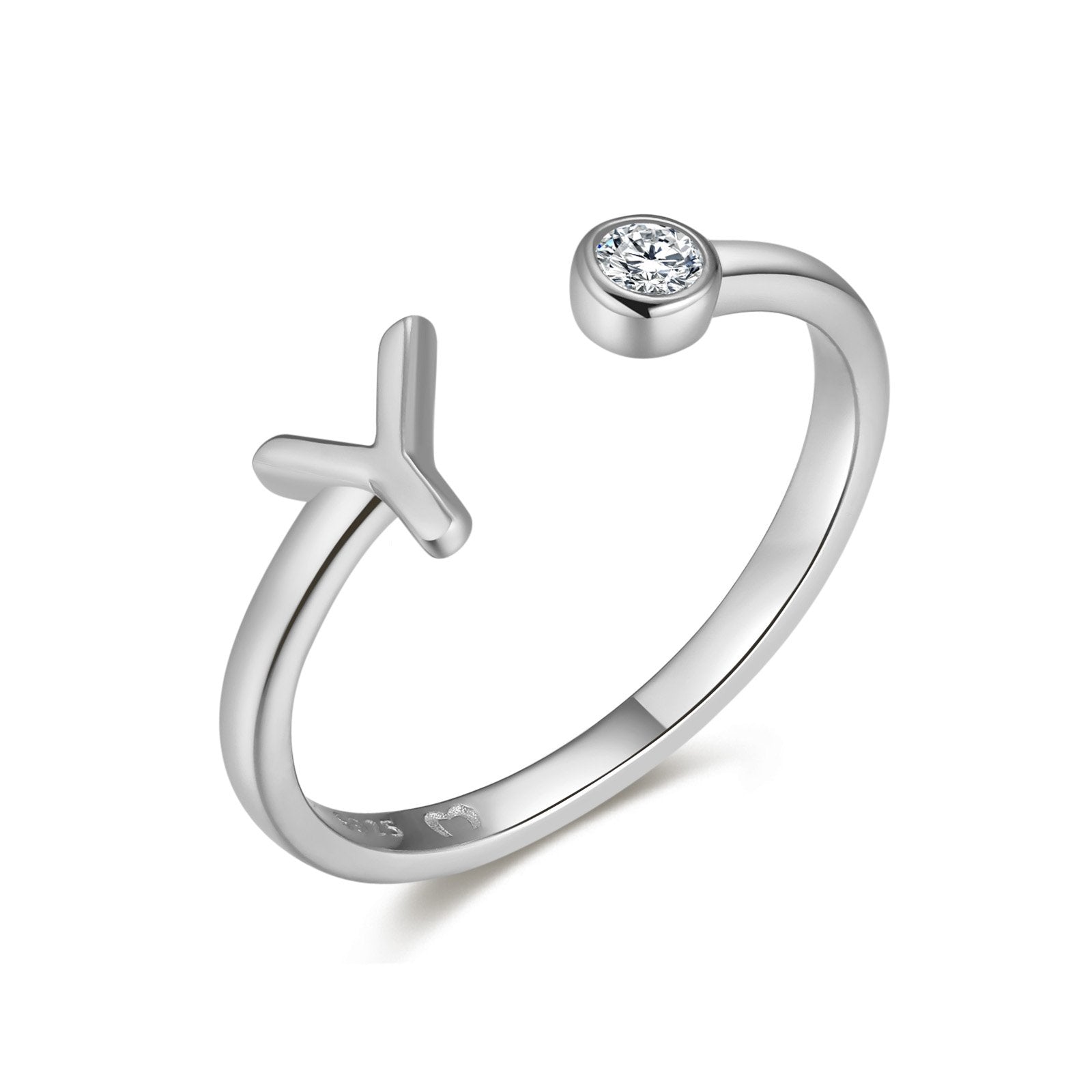 Bague "Top Lettre" ~ Argent Sterling