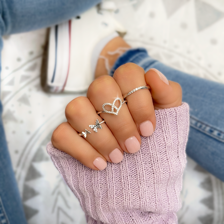 Bague "Cœur Brillant" ~ Argent Sterling