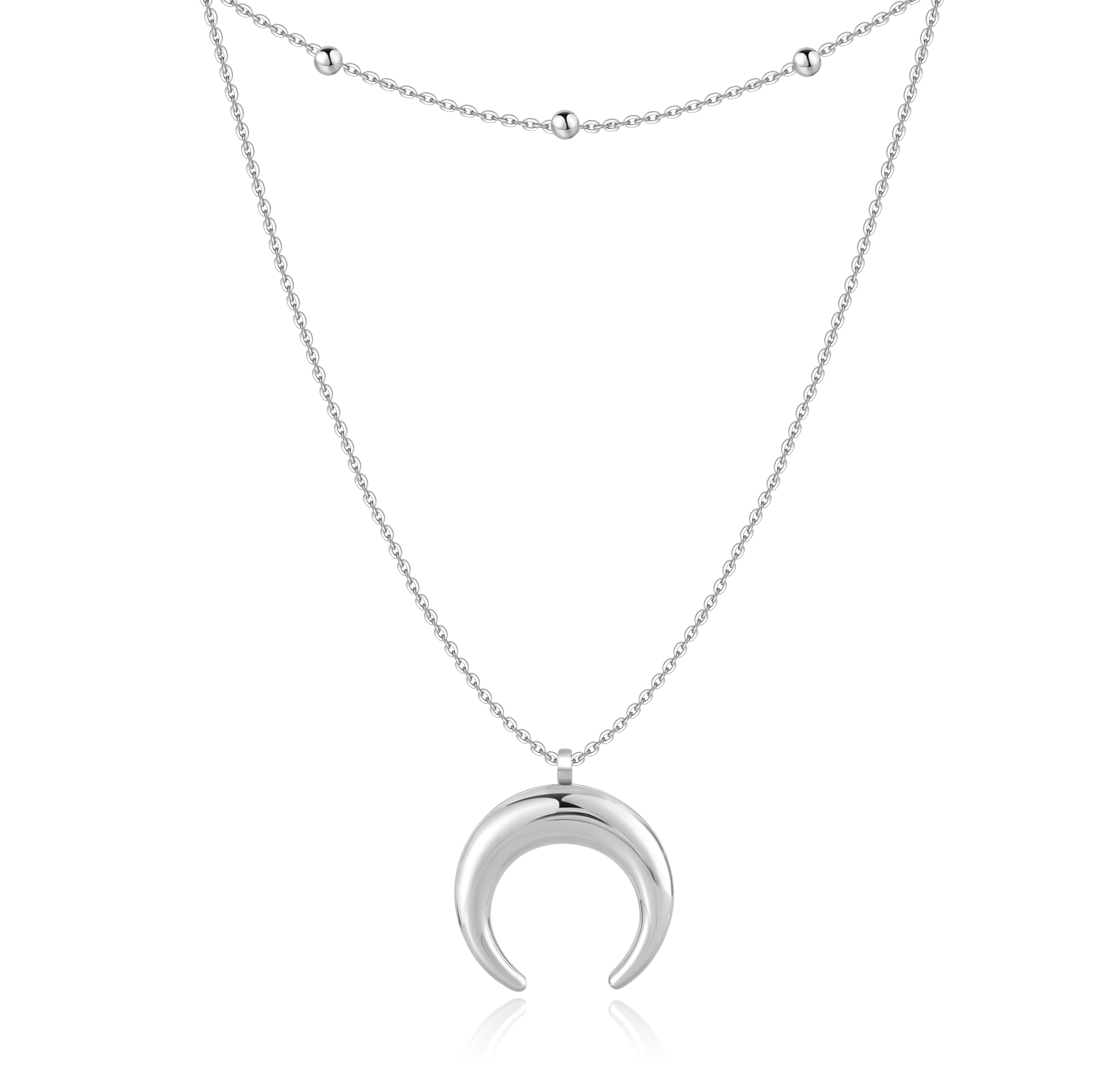 Collier "Style Lune" ~ Rose/Argent/Or