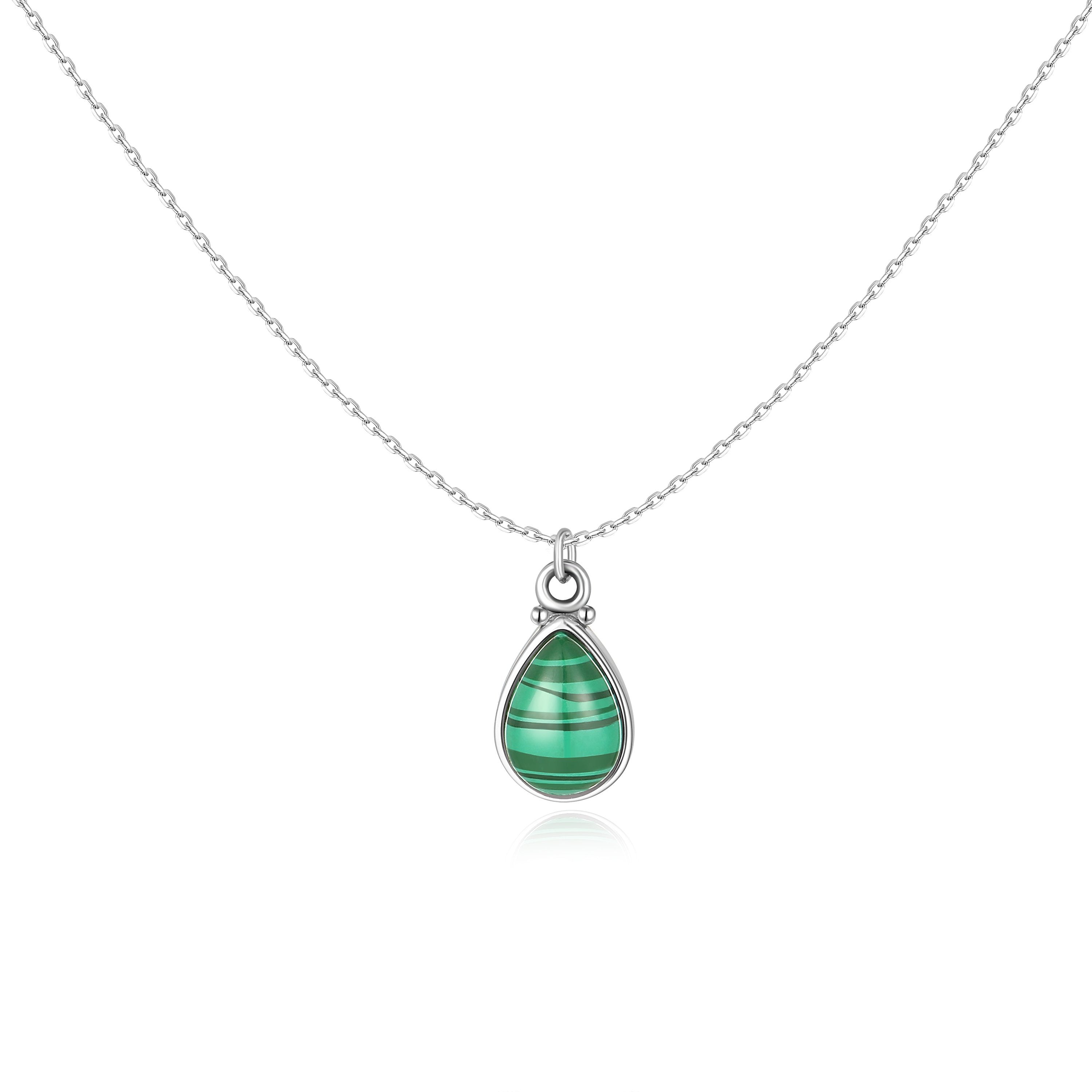 Collier "Goutte Verte" ~ Argent Sterling