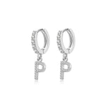 Charger l&#39;image dans la galerie, Boucles &quot;Initiale Hoops&quot; ~ Argent Sterling
