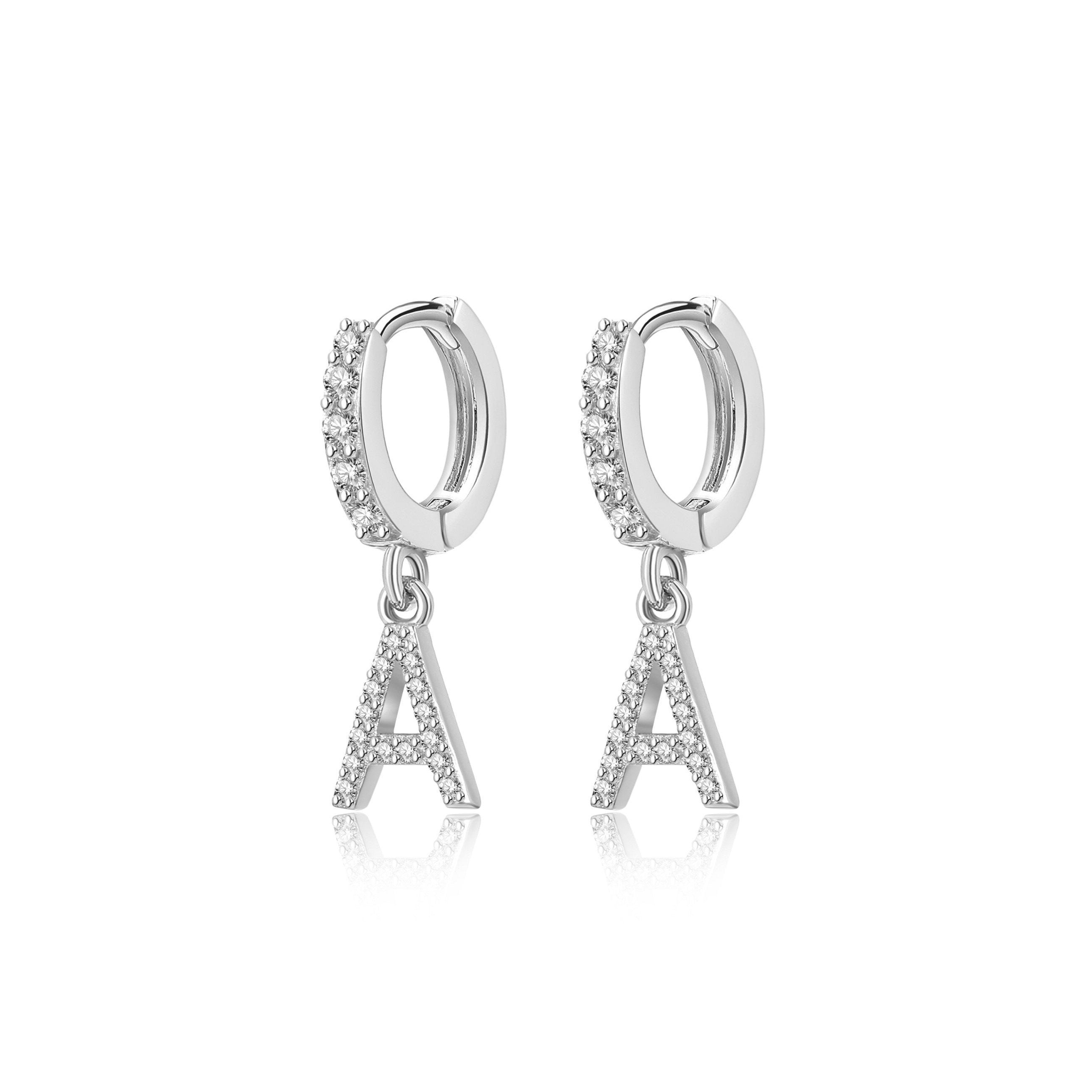 Boucles "Initiale Hoops" ~ Argent Sterling