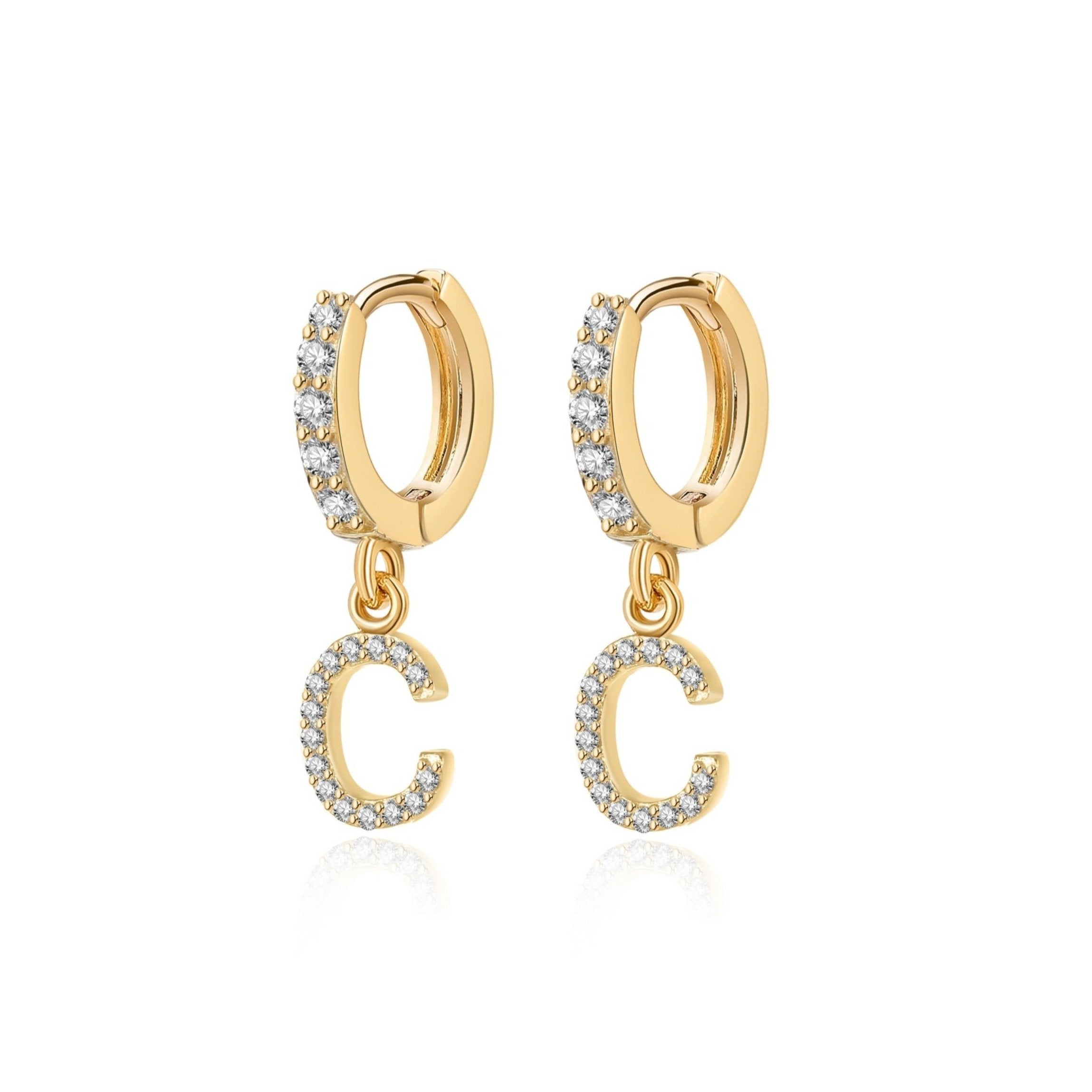 Boucles "Initiale Hoops" ~ Argent Sterling