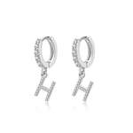 Charger l&#39;image dans la galerie, Boucles &quot;Initiale Hoops&quot; ~ Argent Sterling
