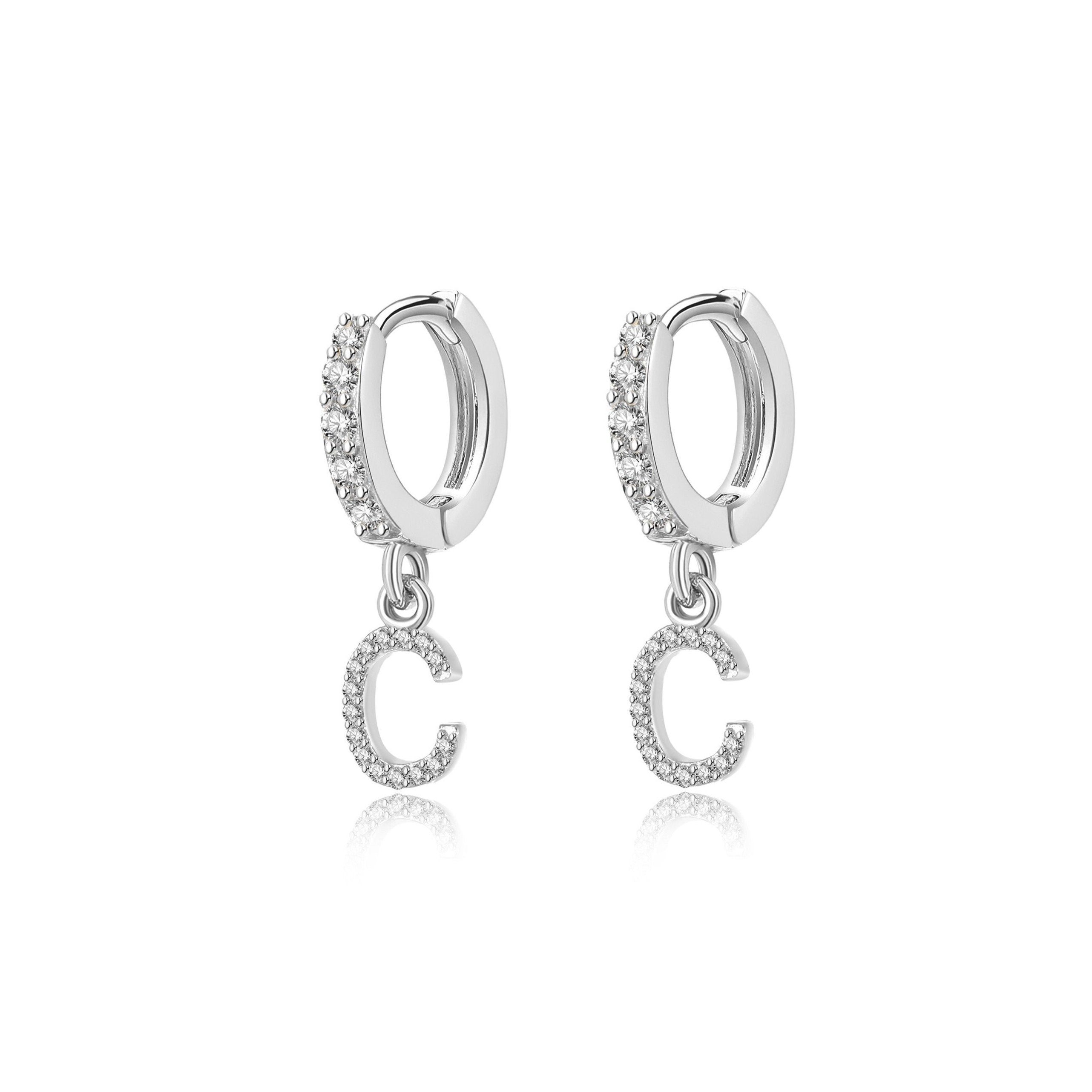 Boucles "Initiale Hoops" ~ Argent Sterling