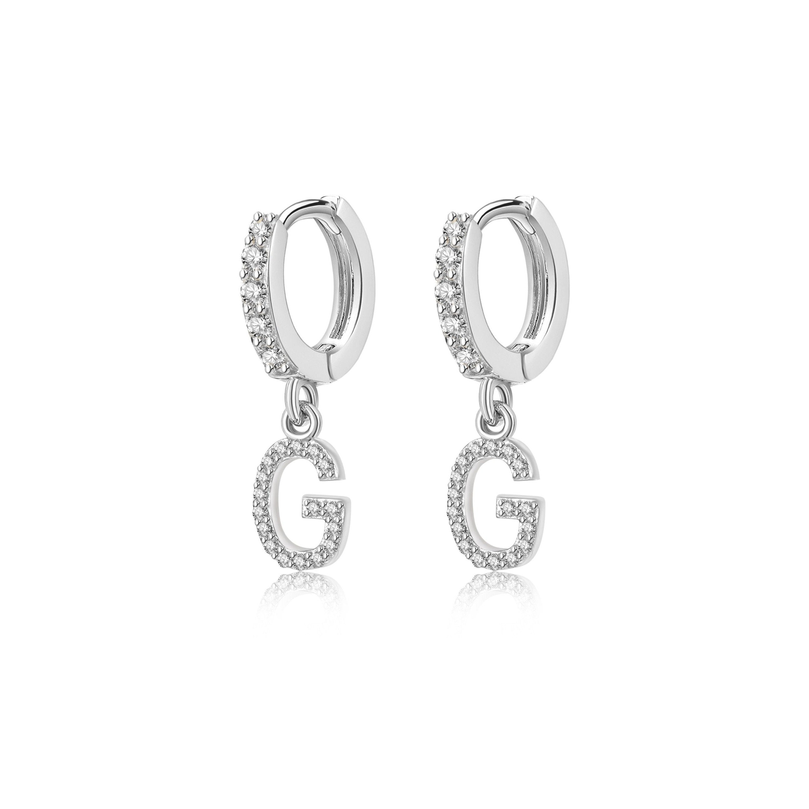 Boucles "Initiale Hoops" ~ Argent Sterling