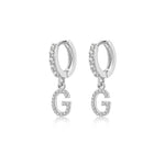 Charger l&#39;image dans la galerie, Boucles &quot;Initiale Hoops&quot; ~ Argent Sterling
