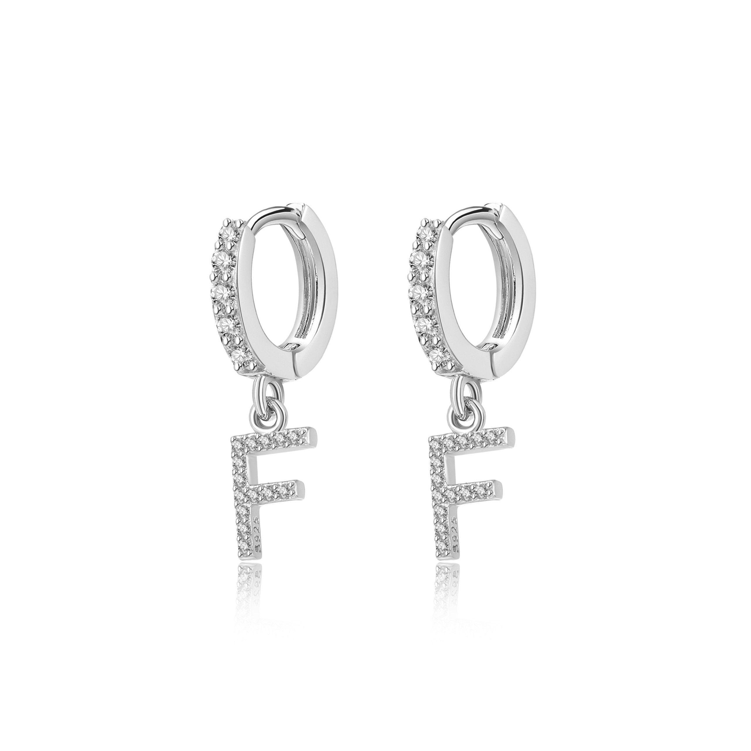 Boucles "Initiale Hoops" ~ Argent Sterling