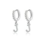 Charger l&#39;image dans la galerie, Boucles &quot;Initiale Hoops&quot; ~ Argent Sterling
