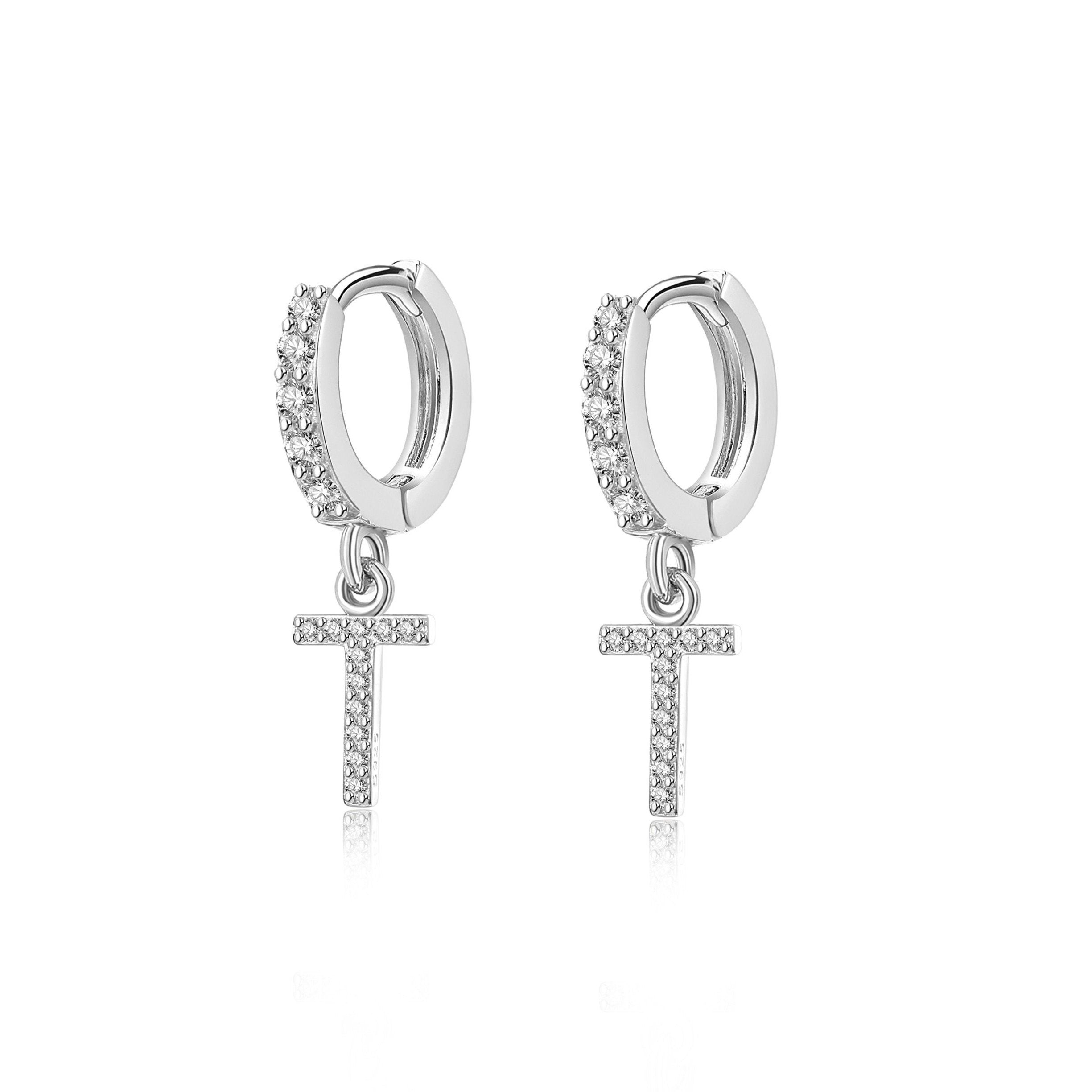 Boucles "Initiale Hoops" ~ Argent Sterling