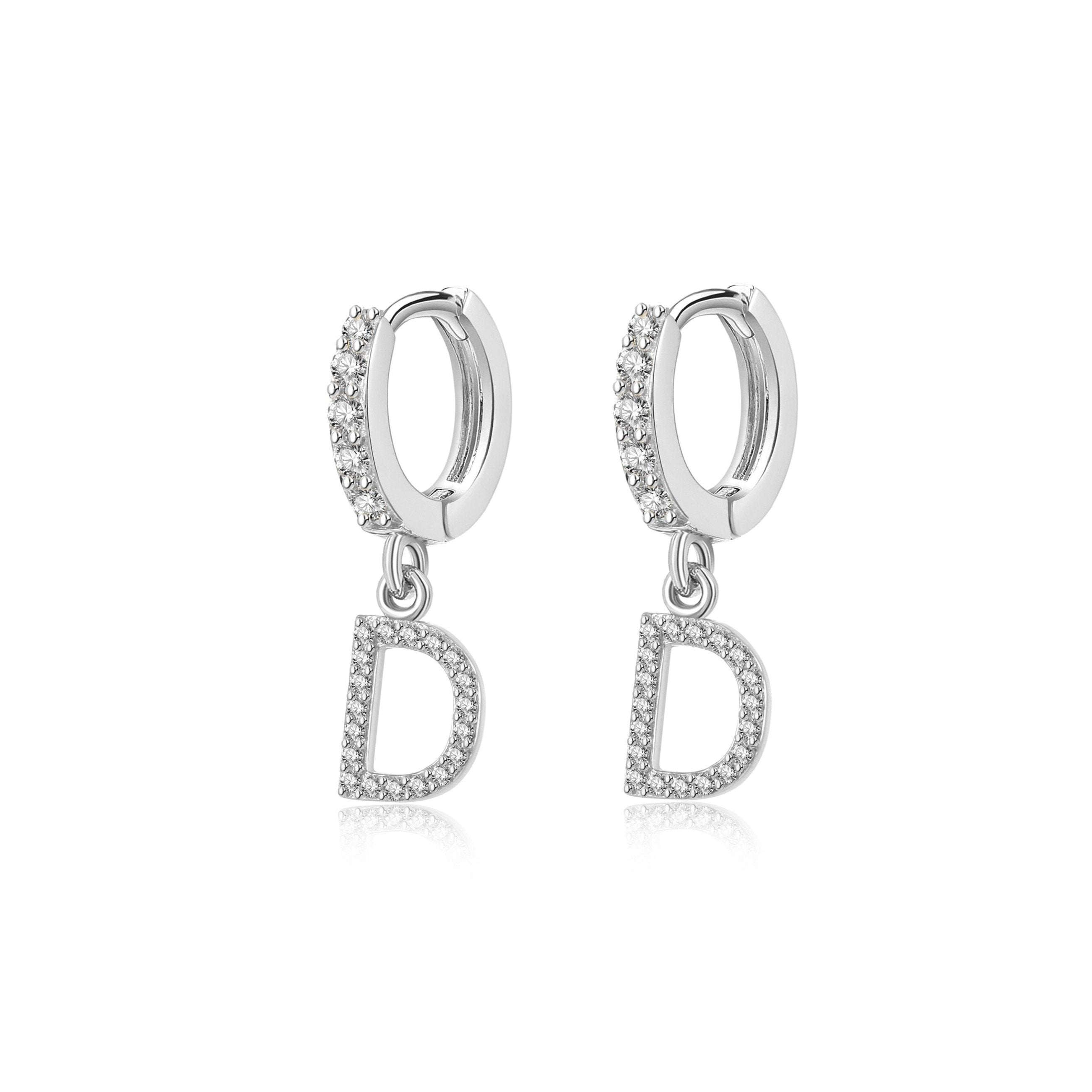 Boucles "Initiale Hoops" ~ Argent Sterling