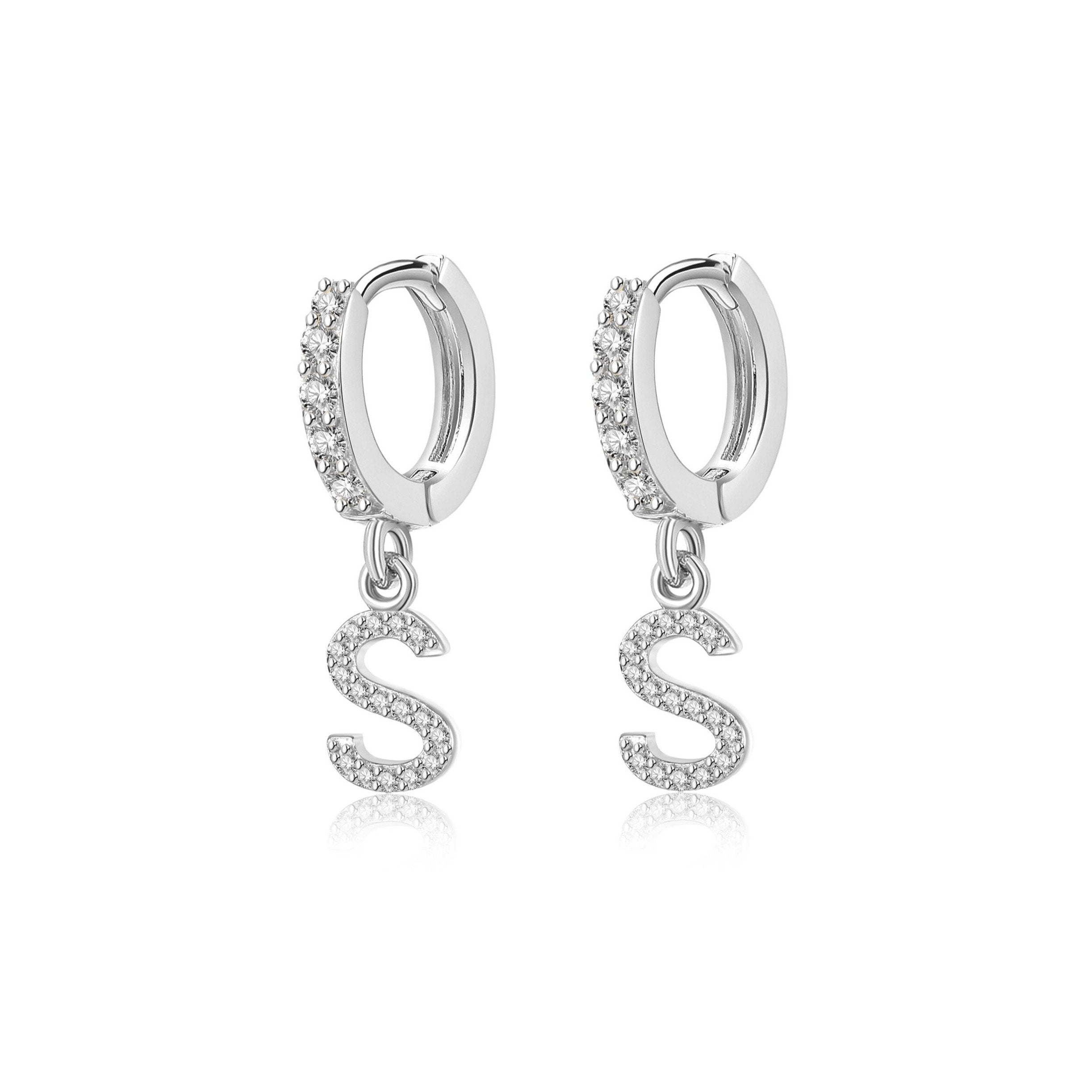 Boucles "Initiale Hoops" ~ Argent Sterling