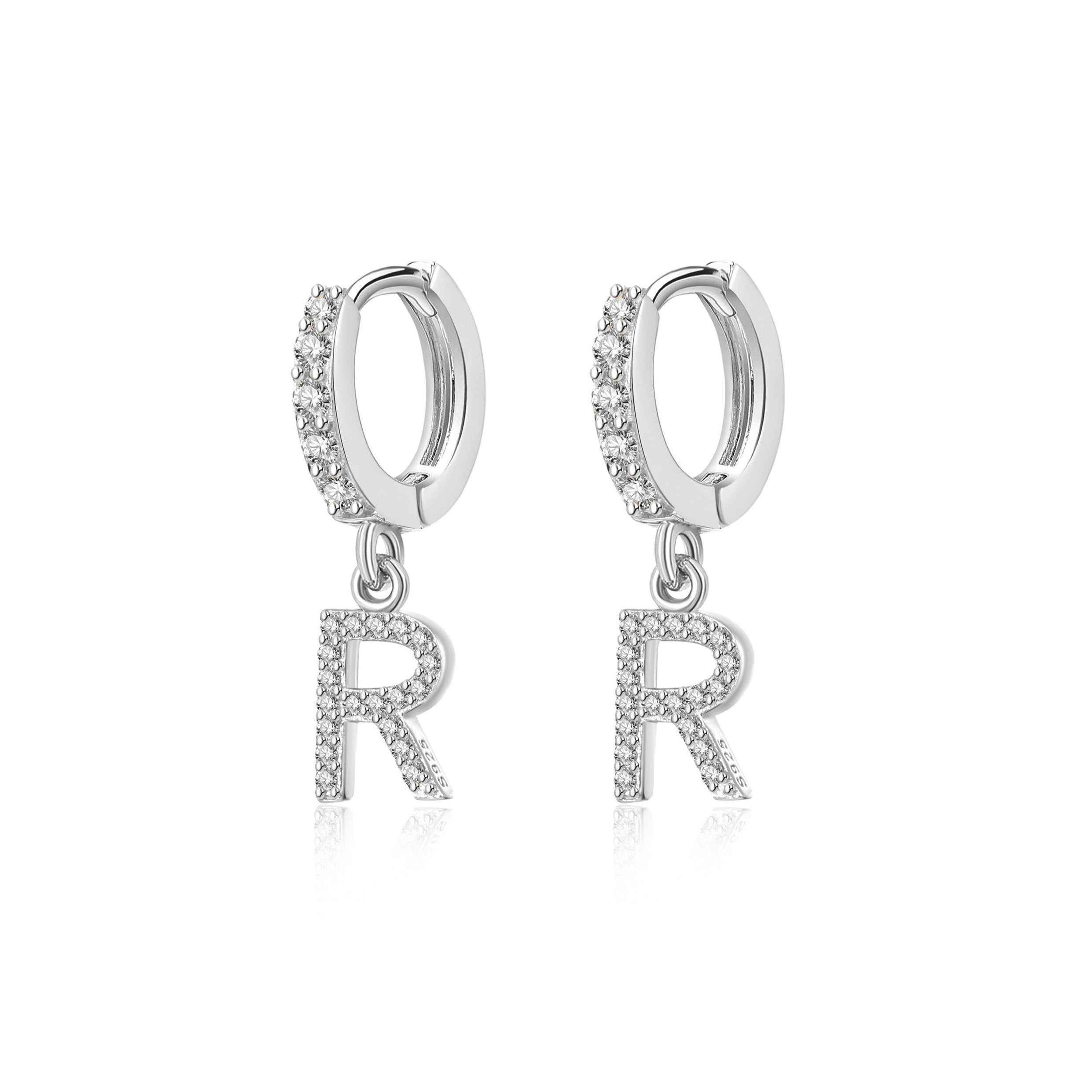 Boucles "Initiale Hoops" ~ Argent Sterling