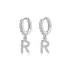 Charger l&#39;image dans la galerie, Boucles &quot;Initiale Hoops&quot; ~ Argent Sterling
