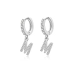 Charger l&#39;image dans la galerie, Boucles &quot;Initiale Hoops&quot; ~ Argent Sterling
