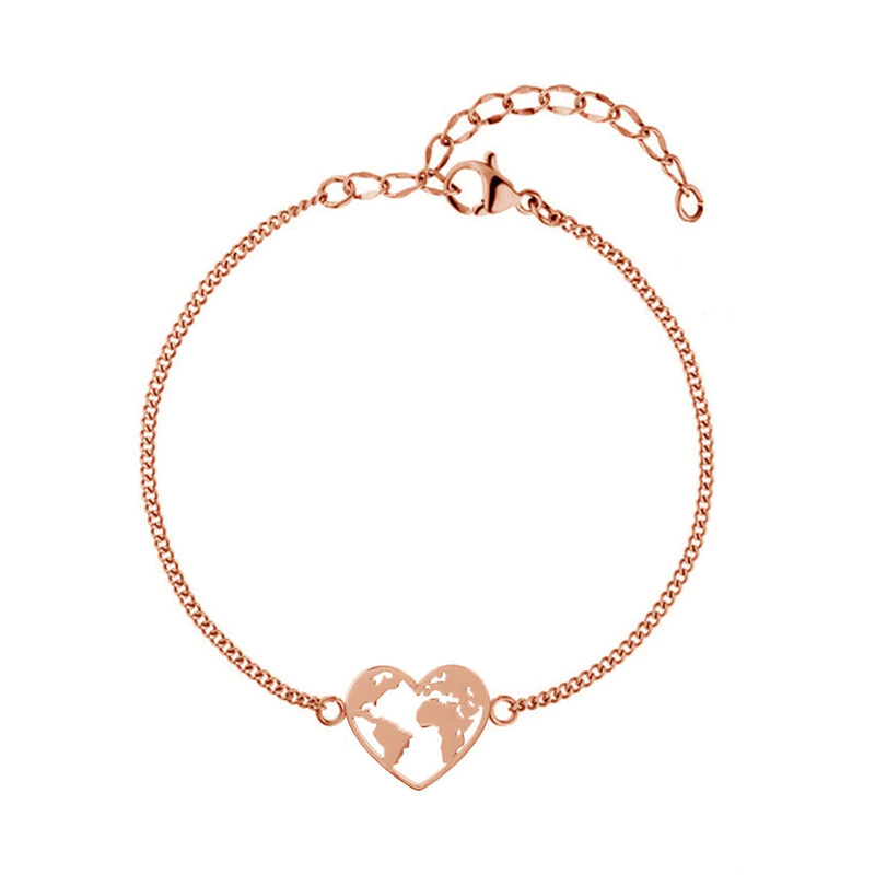 Bracelet "Monde-Cœur" ~ Rose / Argent / Or / Marron